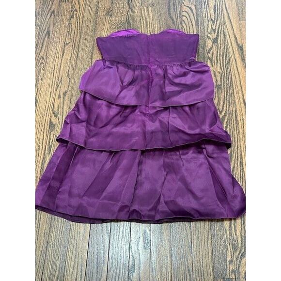 J. Crew Cocktail Silk Dress Strapless Tiered Ruffle Knee Length Purple 2 NEW - Picture 9 of 9
